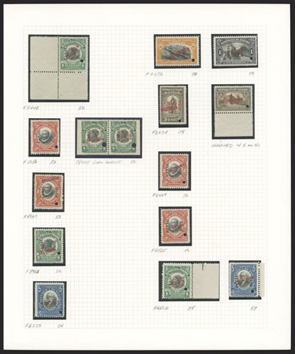 American Bank Note Company specimen proof collection of 71 stamps with the Specimen overprint and security punch, there are a few that are the same Scott number, but they have
different Specimen overprints or came from different order number shee