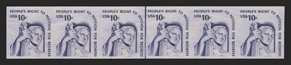 1617b, 10c Contemplation of Justice coil, imperforate, lot comprised of mint pair and joint line pair, miscut pair and joint line pair and joint line strip of six, all dull
gum, o.g., n.h., very fine.