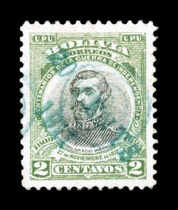97, 1911 20 Cents1911 Villa Bella provisional surcharge on 2c Green and black, another well centered example of this rare provisional, the overprint is strong and clear, plus
light blue green target, very fine and rare signed A. Rendon and a