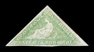 S.G. 21a, 1863 1- Pale emerald green, large to extra-large margins on all three sides, typical late color and impression, part original gum, very fine 1992 Brandon certificate
(Scott 15a $1,150.00).