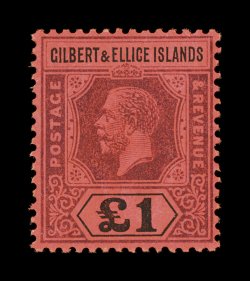 S.G. 24, 1924 £1 Purple and black on red, deep colors, o.g., lightly hinged, a fresh and very fine example of the key stamp to the colony (Scott 26 $650.00).