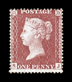 S.G. 36, 1857 1p Rose red, lettered S-J, unusually bright color on fresh paper, full original gum that has been only lightly hinged, fine and attractive 2008 BPA certificate
(Scott 18 $1,450.00).