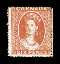 S.G. 12, 1873 6p Orange vermilion, intermediate perf. 15, wmk. large star, bright color, o.g., h.r., fine 2008 BPA certificate (Scott 7 $700.00).