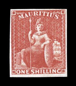 S.G. 34, 1859 1- Vermilion, a marvelously fresh example of this very scarce unused stamp, gorgeous bright color and a crisp detailed impression, large margins all around, very
fine and choice particularly elusive in this impressive quality 20