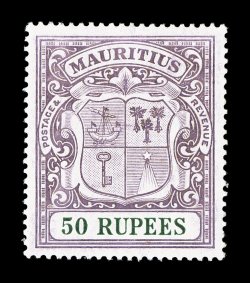 S.G. 222, 1924 50R Dull purple and green, select quality mint single, remarkably well centered, brilliantly rich color on immaculate white paper, o.g., lightly hinged,
extremely fine (Scott 200 $900.00).