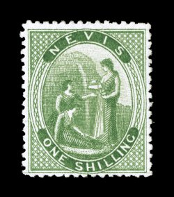 S.G. 14, 1876 1- Yellow green, brilliant unused single, with especially vibrant color on fresh white paper, unusually well centered, very fine 2008 BPA certificate (Scott 11
$950.00).