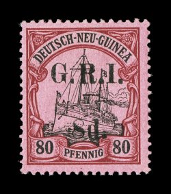 S.G. 11, 1914 8p on 80pf Black and carmine on rose, nicely centered, bright rich colors, o.g., lightly hinged, very fine 1969 RPS and 2008 BPA certificates (Scott 11
$700.00).