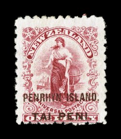 S.G. 3, 1902 1d Carmine surcharged PENRHYN ISLAND. in brown, perforated 11, unused, bright color, fine (Scott 2a $1,000.00).