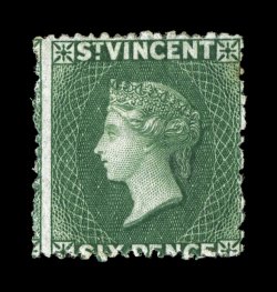 S.G. 16, 1871 6p Deep green, strong rich color, o.g., fine 1974 APS and 2008 BPA certificates (Scott 14 $400.00).