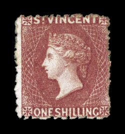 S.G. 17, 1872 1- Deep rose red, perforated 11 to 12 12, gorgeous rich color and a crisp detailed impression, large part o.g., fine 2008 BPA certificate (Scott 17
$900.00).
