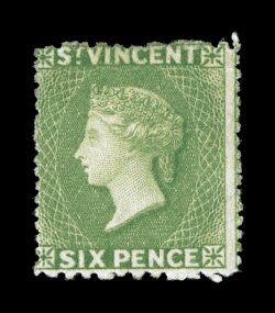S.G. 23, 1877 6p Pale green, perforated 11 to 12 12 x 15, bright color, o.g., light crease at top, otherwise fine clear 1974 APS certificate and a 2008 BPA certificate (Scott
21 $775.00).