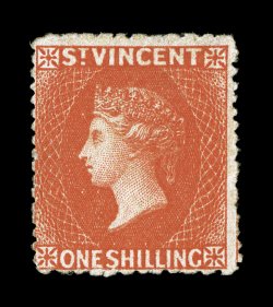 S.G. 24, 1877 1- Vermilion, perforated 11 to 12 12 x 15, scarce unused single, brilliant color, small filled thin, fine appearance 2008 BPA certificate (Scott 23
$1,150.00).