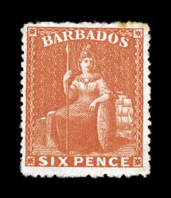 S.G. 60, 1873 6p Orange vermilion, unused, lovely bright color, tiny toned spot at top, otherwise very fine 1947 RPS and 2008 BPA certificates  ex-Hurlock (Scott 41
$850.00).