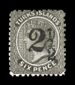 S.G. 26, 1881 2 12 on 6p Black, setting 2, surcharge type 16, unused, rich color, fine 2008 BPA certificate (Scott 18 $375).