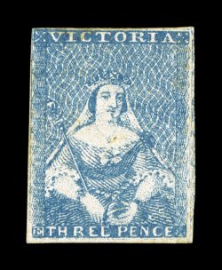 S.G. 14, 1853 3p Blue white veil, clear to full margins all around, fresh color, redistributed o.g., very fine 2008 BPA certificate (Scott 3a $650.00).