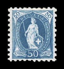 92, 1888 50c Blue, perf. 9 12, exceptionally well centered, lovely rich color and a strong impression, full o.g., tiny bit of a h.r., very fine and scarce signed A. Brun among
others (Michel 62B Ç1,400).