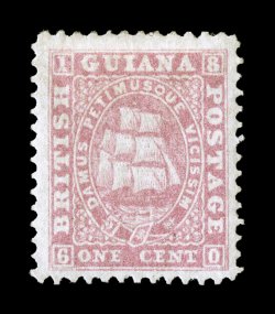 S.G. 29, 1860 1c Pale rose, a most impressive mint example of this elusive stamp, well centered, strong fresh color, full o.g., minor h.r., very fine 1970 PF and 2008 BPA
certificates ex-Small, Samos (Scott 18 $1,625.00).