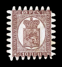 13c, 1868 10p Red brown on lilac, roulette III, error of color, another choice mint example of this rare and popular error, exceptionally bright and fresh, deep rich color,
intact teeth all around, o.g., small central paper h.r., very fine sign