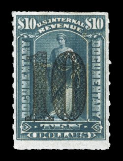 R193, 10 Surcharge on $10.00 Green, deep rich color, nicely centered, o.g., h.r., very fine.
