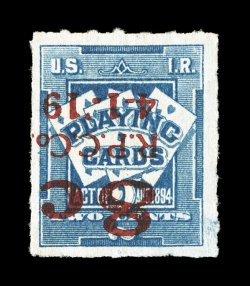 RF15, 8c on 2c Ultramarine, surcharge inverted, beautifully struck surcharge, well centered, bright color, tiny thin speck, otherwise very fine 2001 PF
certificate.