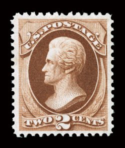 135, 2c Red brown with grill, a wonderfully fresh and choice mint example of this scarce and difficult stamp, exceptionally well centered within large margins, especially deep
luxuriant color and impression on bright fresh paper, full o.g. showi