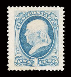 156, 1c Ultramarine, a phenomenal mint single which possesses margins of gigantic proportions, being nearly perfectly centered amid these breathtaking borders, brilliantly fresh
color, full clean o.g., lightly hinged, extremely fine a one-in-a