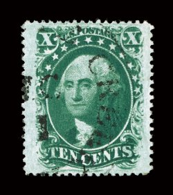 35, 10c Green, Ty. V, exceptionally well centered within incredibly wide margins, well defined impression, c.d.s. town cancel, extremely fine and choice 1983 PF
certificate.