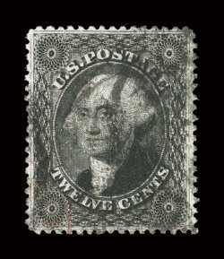 36b, 12c Black, plate III, premium quality used example, uncharacteristically well centered and margined, deep color and a strong detailed impression, extremely fine 1983 PF
certificate and a 2006 PF certificate (XF 90 SMQ $620.00).