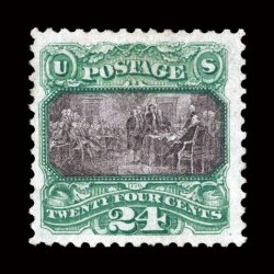 120, 24c Green and violet, unused, wonderfully fresh colors and crisp impression on bright white paper, well centered within large margins, very fine 2007 PF
certificate.