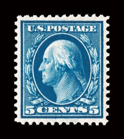 335, 5c Blue, beautifully centered within large margins, brilliantly rich color and a highly detailed impression on fresh paper, unblemished o.g., n.h., extremely fine and
quite choice 1993 PF certificate and a 2008 PSE certificate (XF-Superb 9