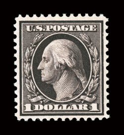 342, $1.00 Violet brown, well centered, crisp impression and rich color, o.g., very lightly hinged, choice very fine 1972 APS certificate.