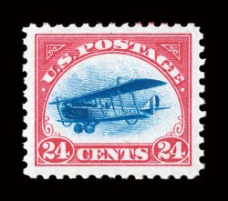 C3, 24c Carmine rose and blue, exceedingly well centered within particularly large margins, brilliantly rich colors, o.g., n.h., extremely fine 2007 PSE certificate (XF 90 SMQ
$250.00).