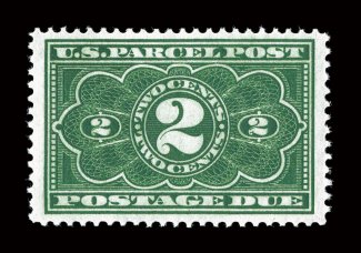 JQ2, 2c Parcel Post Postage Due, well centered within extraordinarily wide margins which are rarely seen on this issue, deeply rich color and a sharp impression, o.g., n.h.,
extremely fine 1997 PF certificate and a 2005 PSE certificate (VF-XF 8