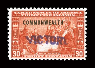 483, 30c Orange red, with Victory handstamp, vibrant color, quite fresh, tropicalized o.g. (certificate simply states previously hinged), fine only 200 printed 1957 and 2005
PF certificates.