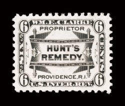 RS57d, Wm. E. Clarke, 6c Black, watermarked, wonderfully well centered amid large margins, fresh color, detailed impression, very fine.