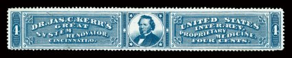 RS159b, Kerr, Jas. C., 4c Blue, silk paper, well centered for this, strong color, very fine.