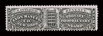 RS167c, Lyon Manufg. Co., 1c Black, pink paper, deep color and sharp detailed impression, fine.