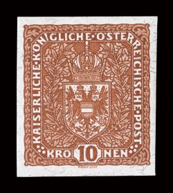 C1-3 var., 1918 2K-10K Air posts, without overprint and imperforate, cplt. including the unissued 10K, each with large margins all around, bright and fresh, o.g., lightly
hinged, choice very fine these may be of proof status but are seldom enco