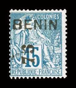 19, 1892 75 black surcharge on 15c Blue, strong rich color and a crisp impression on fresh paper, typical centering for this rare stamp, o.g., fine 1977 APS certificate (Yvert
17 Ç3,800).