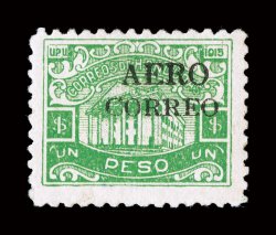 C9, 1925 1P Yellow green with black overprint, bright and fresh, o.g., pinpoint thin specks, very fine appearance quite undercataloged, as only 100 were printed signed Elliot
and others, and accompanied by a 2003 PF certificate.
