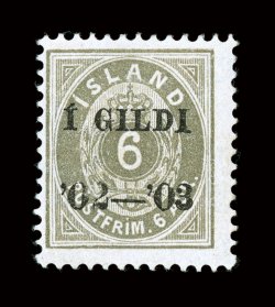 53, 1902-03 6a Gray, black overprint, perf. 13, attractive color, o.g., fresh and fine signed H. Bloch (Facit 52 SK 6,500).