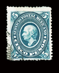 230, 1892 5P Blue green, used, especially rich color and a sharp impression, light face-free cancel, fine and scarce signed Eichenthal, H. Bloch and accompanied by a 1955
Friedl certificate.