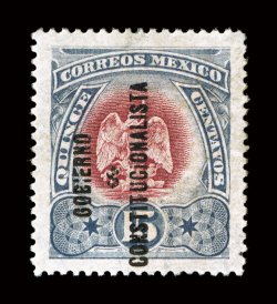 421, 1914 15c Lavender and claret, with GobiernoConstitucionalista overprint, precisely centered, strong color, o.g., very fine a scarce and undervalued stamp 1997 Mepsi
certificate.