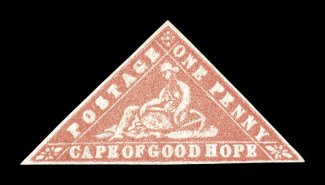 S.G. 13, 1861 1p Vermilion Wood Block, an enormously rare sound and choice unused example of this classic stamp, being in a condition that few are ever found, completely without
any of the flaws that plague these challenging stamps, plus it fe