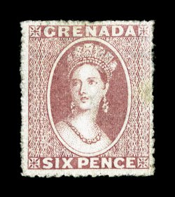 S.G. 6, 1863 6p Rose, rough perf. 14 to 16, wmk. small star, select quality unused example, well centered within unusually large margins, rich color, very fine signed H. Bloch
and accompanied by his 1983 Friedl certificate (Scott 4 $700.00).