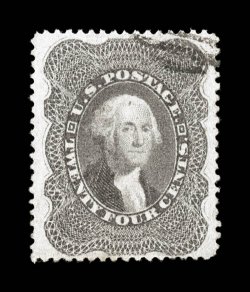 37, 24c Gray lilac, an especially desirable used example, being wonderfully well centered within much larger margins than usually found on this difficult stamp, sumptuously
rich color and a razor-sharp impression on fresh paper, light unobtrusiv