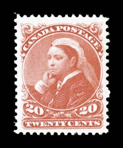 46, 1893 20c Vermilion, attractive mint single, radiant color, well centered with large margins, full o.g., h.r., accompanying certificate mentions gum skips, but probably
meant gum wrinkles which are very light and minor, choice very fine 2003
