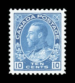 Unitrade 117ii, 1922 10c Light blue Admiral, wet printing, gem mint single that is impeccably well centered amid extravagantly wide margins, gorgeous bright color and a
vibrant impression on immaculate white paper, flawless o.g., n.h., extreme