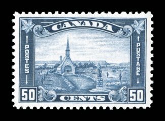 176, 1930 50c Dull blue Grand Pré, particularly well centered, exceedingly bright and fresh, o.g., n.h., extremely fine (Unitrade C$600.00).