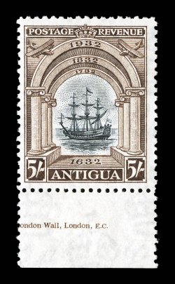 67-76, 1932 1p to 5- Tercentenary cplt., choice matching mint set of bottom sheet-margin partial imprint singles, all wonderfully fresh and well centered, o.g., stamps
themselves n.h. (hinged in sheet selvage only), very fine one of the few n